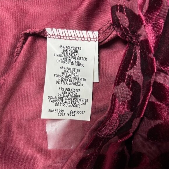 VTG Jump Apparel Womens Red Velvet Burn Out Sheath Y2K Dress Size XS Bodycon 90s - Picture 6 of 12